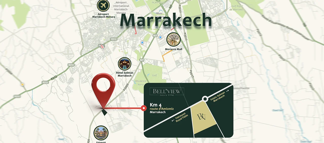 Plan de situation Bell'View Villas — Route d'Amizmiz, Marrakech